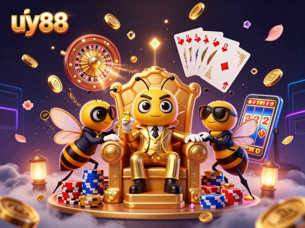 Experience thrilling wins at uy88 with vibrant gameplay and captivating characters in a dynamic casino illustration.