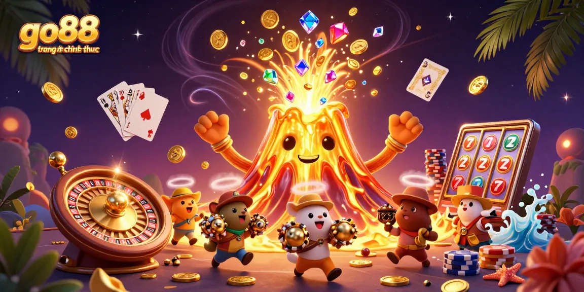 Play exciting games with go88 trang chu chinh thuc showcasing treasure-filled adventures in a dynamic casino scene.