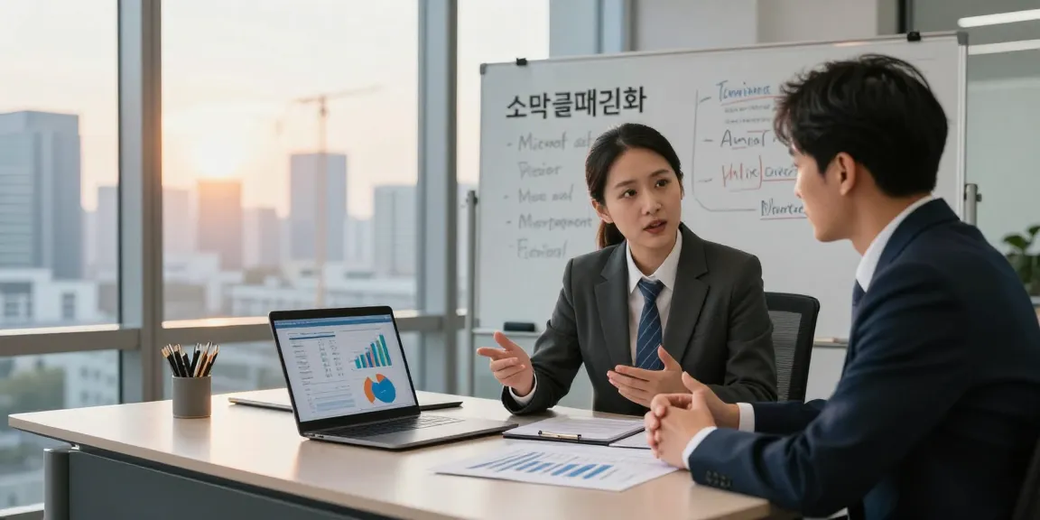 소액결제현금화 전략을 논의하는 현대적인 사무실의 금융 상담 장면