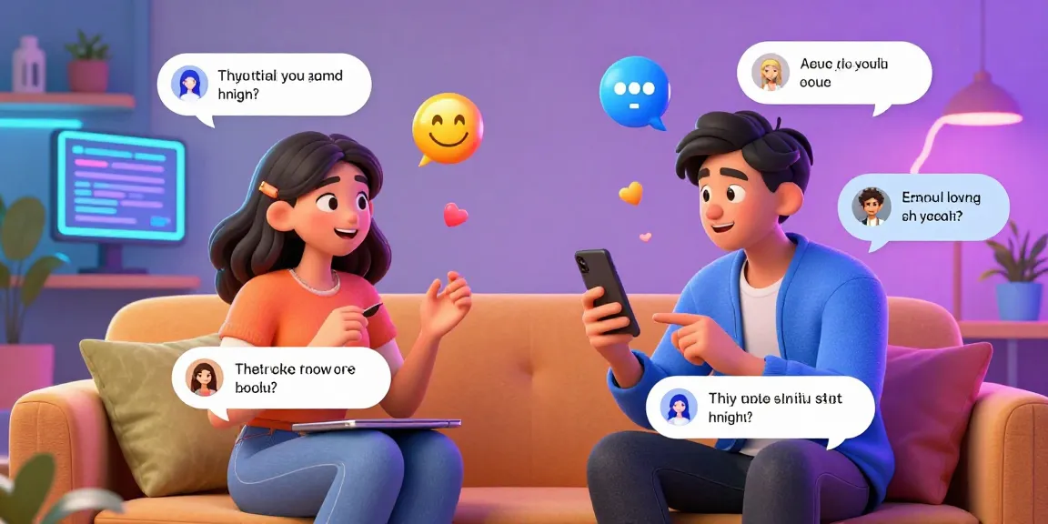NSFW AI chat scene depicting vibrant digital characters engaging in playful dialogue.