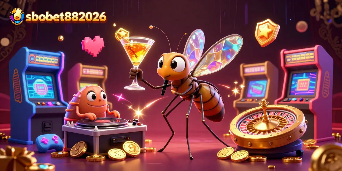 Experience sbobet882026 action with a lively casino-themed digital illustration showcasing vivid gaming elements.